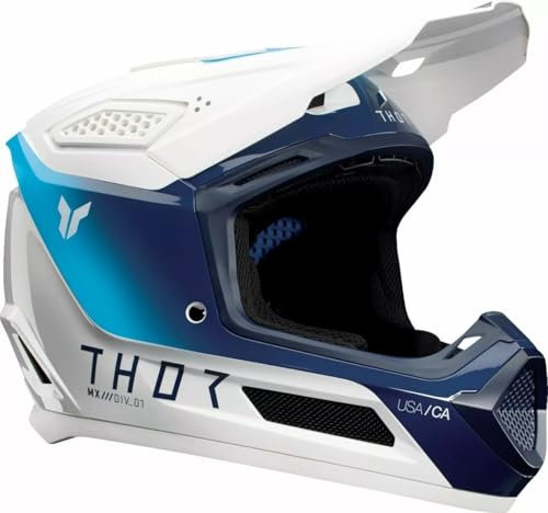 Thor MX Motocross Cross Helm Fleet Storm Weiss Navy, Größe: Größe XXL ( 63-64 )