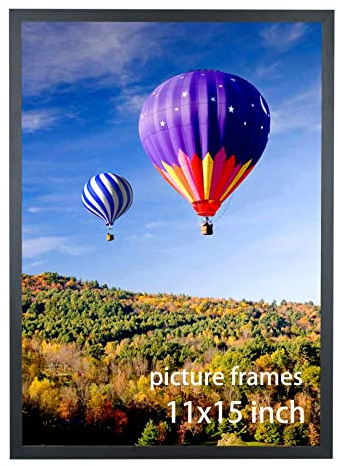 Cadre photo de 28 x 38 cm en bois massif - Cadre photo de 28 x 38 cm - Noir - Convient pour photo panoramique, affiche, peinture, photo de groupe, puzzle (UX22B1115)