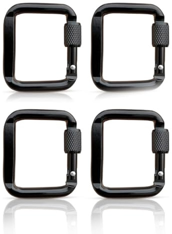 4 moschettoni con chiusura rapida a vite quadrata, piccoli moschettoni a scatto