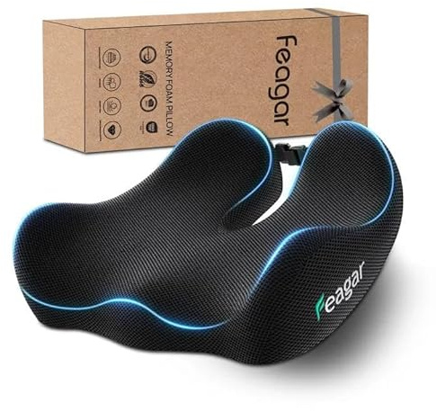 Feagar Cuscino Sedia Ufficio Ergonomico - Aumenta il Comfort di Seduta - Cuscino Ortopedico Seduta, Cuscino per Sciatica in Schiuma di Memoria per Auto Guidatore, Sedia a Rotelle