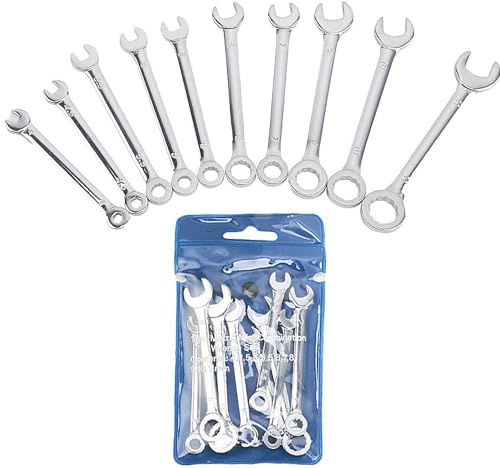 10PCS 4-11mm Mini Wrench Sets, Metric Combination Wrenches Open End & Box End Wrench with Portable Pouch, Dual-use Mini Ignition Spanner Repair Tool for Automotive Bike Industry Machine Home Appliance