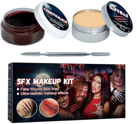 Trucco FX 2 in 1 Modellazione Finta e Body Painting Spaventoso | FX Per Cicatrice Viso Vampiro Halloween per Uomo Donna Costume Teatro Carnevale Palcoscenico Festa e Performance