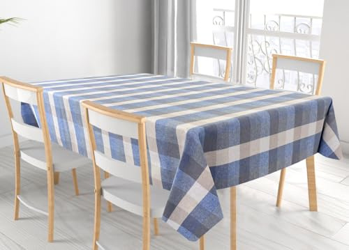BIANCHERIAWEB Tovaglia per Salotto Cucina Tavolo 100% Cotone Made in Italy Country RP 140x180 Blu
