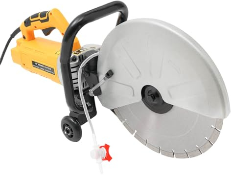 Elektrische Betonsäge Kreissäge 3000W 350mm mit Wasserkühlung, 4200U/min Nass Trockenschnitt für Stahlbeton Stein Pflaster, Betonschneider mit 2 Rädern & Schutzabdeckung