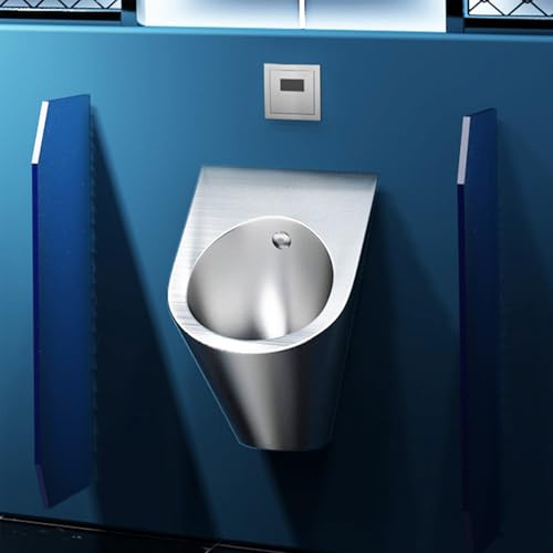 Urinarios de Acero Inoxidable, Urinario de Pared, Diseño Inteligente de Inducción, Antisalpicaduras, para el Hogar, Hoteles y Tiendas(Silver)