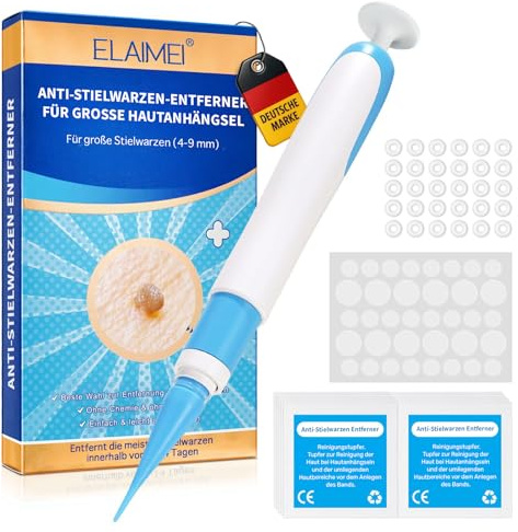 Stielwarzen Entferner Set– Stielwarzen selbst entfernen – Skin Tag Remover - Wirksam, Sicher & Einfach ohne Chemie für Hals, Achseln & Körper | Stilwarzenentferner | Stielwarzen entfernen