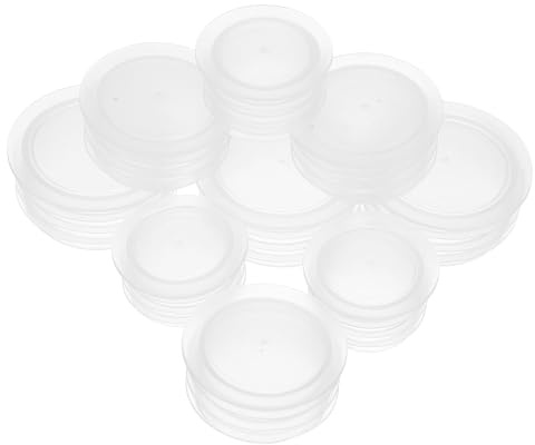 GALPADA 150 pièces Lot de Bouchons Plastiques Transparents pour Bocaux et Bouteilles Couvercles Étanches à Vis Compatibles Pots Verre et Bocaux de Rangement Cuisine Protection