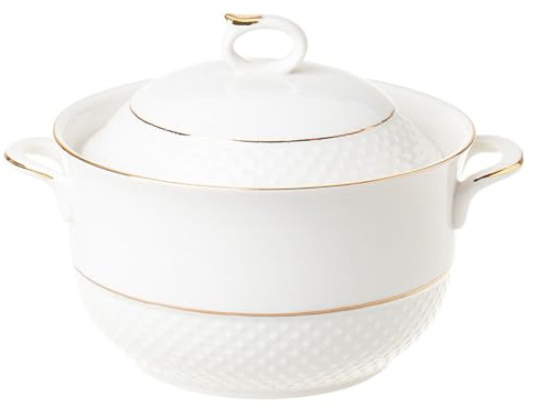 Soupière à soupe en céramique avec couvercle, bol de service à double poignée pour restaurant et cuisine à la maison