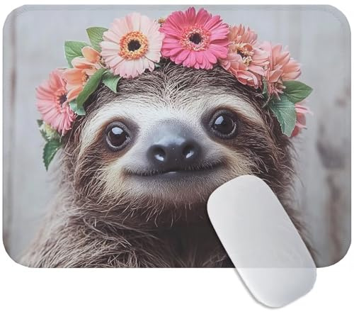 Yuogyxog Cute Mouse Mat for Office and Gaming, Sloth Mouse Pad Small 30 x 25 cm, Non-Slip & Sweat-Resistant & Quiet Glide, Perfect for Desktop/Laptop, for Gamers, Students or Office Workers M3-840