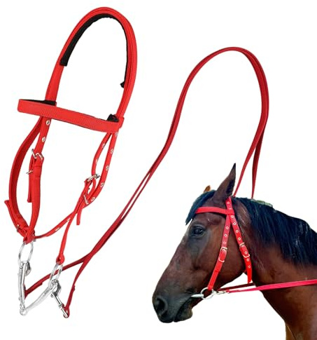 Altalle de caballo, brida de caballo de tiro,Soft Forrine Horse Browand - Riendas de la banda de nariz equina de nylon para hombres, senderos que montaron suministros ecuestres