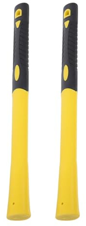 WRITWAA 2pcs Yellow Replacement Hammer Handles with Reinforced Solid Ppr Material, Non-Slip Shockproof Grip for Outdoor Pick Hoe and Yard Work Tool Handle
