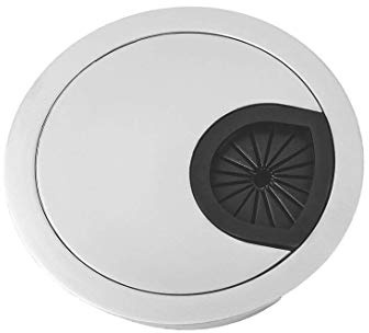 Gedotec Design Metall Kabeldurchlass Schreibtisch Kabeldurchführung Style rund | Stahl Chrom Silber matt | Kabelführung zum Eindrücken | Kabeldose Bohr-Ø 80 mm | 1 Stück - Kabelausgang Tisch & Möbel