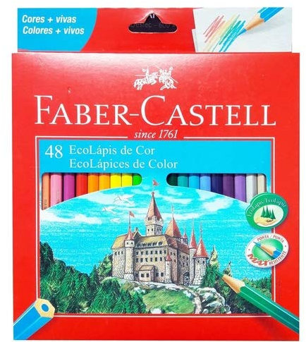 Faber-Castell 120148 - Eco Buntstifte, 48er Kartonetui inklusive Spitzer und DIN A4 Mallblock mit 100 Blatt (1 Malblock + 48er Kartonetui)