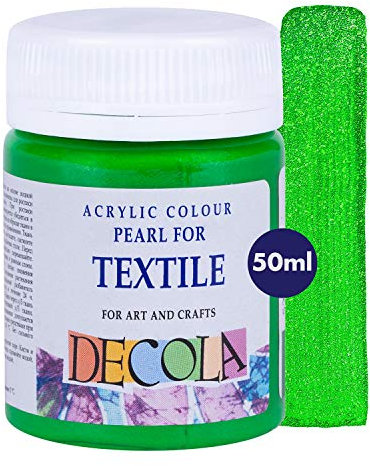 Decola | Colori per Tessuti Permanenti | Glitter Verde | Vernice Atossica e Resistente ai Lavaggi | Pittura per Tessuti Permanenti | da Nevskaya Palitra