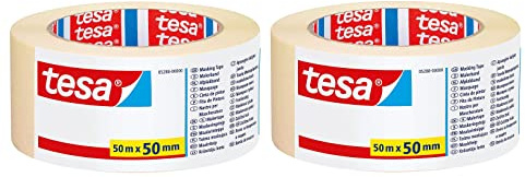 tesa Malerband für einfache Malerarbeiten, 50m x 50mm (2 Rollen, 50m:50mm)