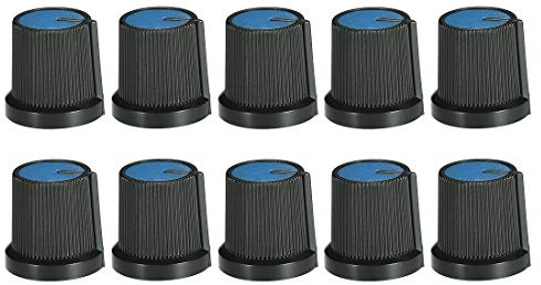 sourcing map 10 x 6 mm Schaft-Lochknopf für Lautsprecher-Effektpedal-Verstärker, Potentiometer-Drehknopf, Schwarz / Blau