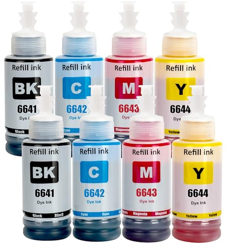 Tinte T664 T6641 70mL 664 Druckertinte, Druckerfarbe 664 Nachfülltinte T6641 für Drucker ET-2600 ET-2650 ET 2600 ET 2650 ET2600 ET2650 ET 2550 ET 4500 ET-2550 ET-4500 ET-3600 ET-2500 ET-4550 8Pack