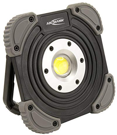 ANSMANN LED Construction Spotlight with Battery 2000 Lumen & 20 W Rechargeable Work Light Flexible & Dimmable IP64 Robust LED Spotlight for Construction Site, Workshop & Garage - LED Work Light Work