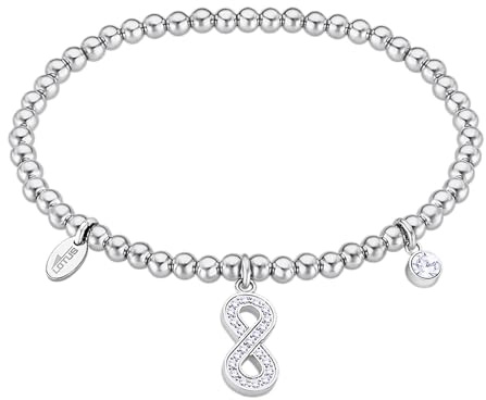 LOTUS STYLE Pulsera Acero Inoxidable Mujer LS2170-2/6 - Pulsera Trébol 4 Hojas con Amuleto de la Suerte - Pulido y Acabado Refinado 17 cm - Ideal para Regalo de Cumpleaños y Ocasiones Especiales