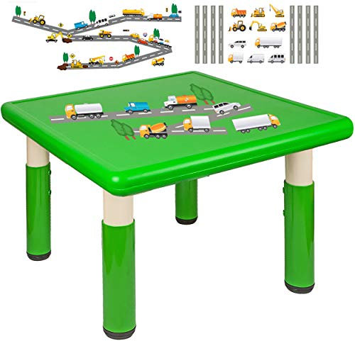 alles-meine.de GmbH Kindertisch/Tisch - höhenverstellbar - Größen & Motiv & Farbwahl - Auto & Fahrzeuge Baustelle/grün - 1 bis 8 Jahre - Plastik - für INNEN & AUßEN - Kinderm..