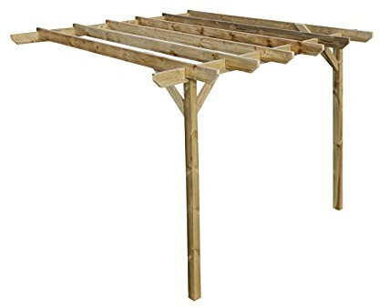Wooden Garden Lean-to Pergola Kit - Chamfered Design Shade Canopy Gazebo (1.8m x 1.8m, Natural (light green))
