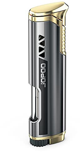 JOPOO Mechero Soplete Gas Recarga Encendedor Antiviento Recargable (Vendido sin Gas) Negro