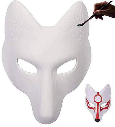 VALICLUD Weiße Fuchs Aus Pu 11.4X9.8 Zoll Diy Halbmaske Für Karneval Halloween Cosplay Party Accessoire Für Erwachsene