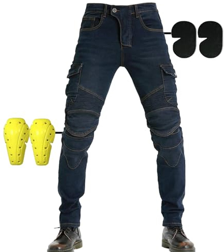 SHUOJIA Pantaloni Da Uomo E Da Donna Per Motociclismo, Moto Biker Jeans Rinforzato Protezione Pantaloni Moto Pantaloni In Denim Pantaloni Da Corsa (A6,XL)
