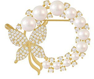 Strass-Brosche in Schmetterlingsform für Damen und Mädchen, modische Zirkonia-Kristalle, zarte Perlen, Brosche, Anstecknadeln, elegantes Kleid, Accessoires, Schmuck, Ansteckblume für Hut, Tasche,