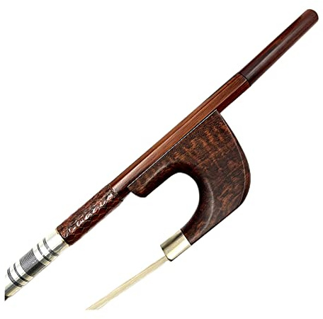bogen für violine Deutscher Stil Schlangenholz 3/4 Kontrabassbogen mit Kupfermontage, weiß/schwarzes Rosshaar-Schachtelhalm (Color : 01)