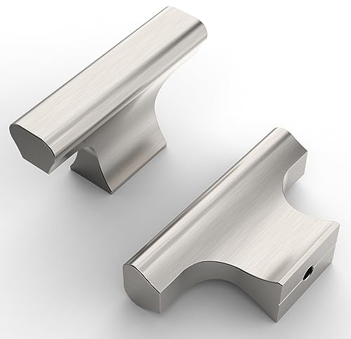 Asidrama 10 Pack Brushed Satin Nickel Kitchen Cabinet Knobs Dresser Knobs Drawer Knobs Single Hole Cabinet T Bar Pull Handles for Kitchen Wardrobe Cupboard