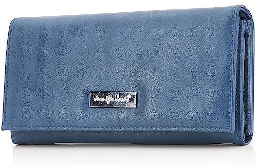 ekavale Damen Portemonnaie mit vielen Kartenfächer, Geldbörse aus Kunstleder, Geldbeutel für Frauen (Blau)