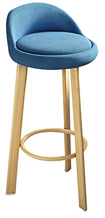 FanXus Holzhocker, Stoff-Holzstuhl mit Fußstütze, einfache Montage, Bauernhaus-Barstühle für drinnen und draußen, Zuhause, Küche, Geschäft (Grau 79 cm) (Blau 60 cm) Made in China