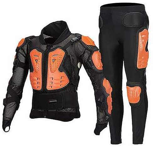 YuanDiann Protektorenjacke Schutz Motorrad Protektorenhemd Jacke Armour Ski Skateboarding Racing Fahrrad Motorcross Orange | Set S