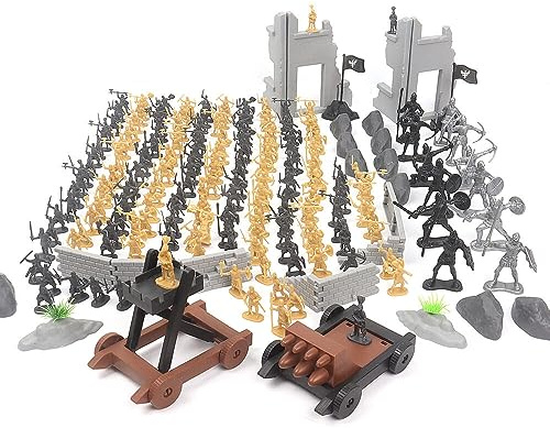 Uposao 250 Stück Spielzeug Soldaten Figuren Ritter Spielzeug Militär Spielset mit Ritter Figuren Soldaten Leiter Schlachtfeldzubehör für Kinder Jungen