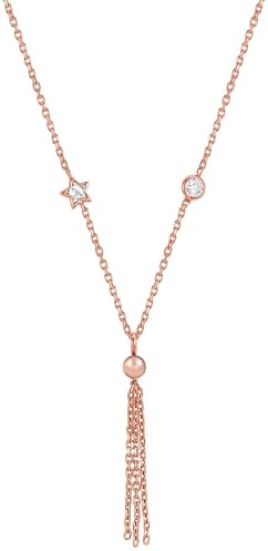 Nomination | Damhalsband - karbinlås – 925 silverhalsband och Cubic Zirconia – hänge med 3 kedjor och pärlor - Tillverkad i Italien - 40/44 cm, Regoular, Sterlingsilver, 925 silver