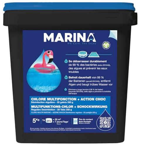 Marina Désinfection Régulière - Galets de Chlore Multifonction + Action Choc 5 kg