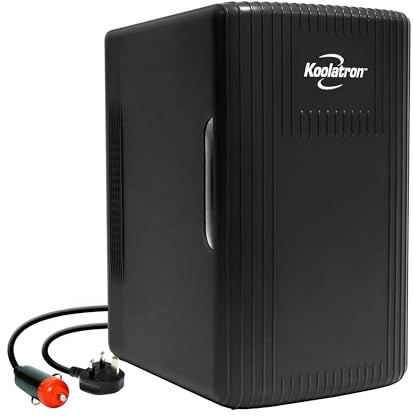 Koolatron Retro Mini Fridge For Bedrooms 12V Portable Cooler Warmer Refrigerator 6L Small 8 Can Table Top Quiet Mini Fridges For Skincare Food Drinks Kids Home Car & Travel Black