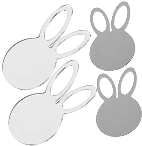 GRIRIW 2 Stück Acryl Osteranhänger im Hasen Design zum Aufhängen und Einfache Dekoration für Garten und Veranda Silberfarben und Kreative Osterdeko