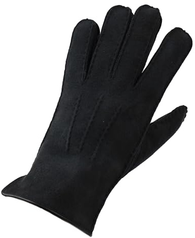 Reissner Lammfelle warme Merino Lammfell Handschuhe für Damen und Herren LUXIOR HDS-FINGER4 in beige, braun und schwarz