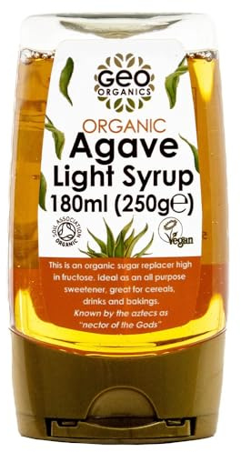 Geo Organics Light Agave Syrup 250g (Pack of 3) | Organic Natural Sweetener for Dishes & Beverages | Mild Flavor | No Additives or Preservatives | Healthier Alternative to Traditional Sweeteners