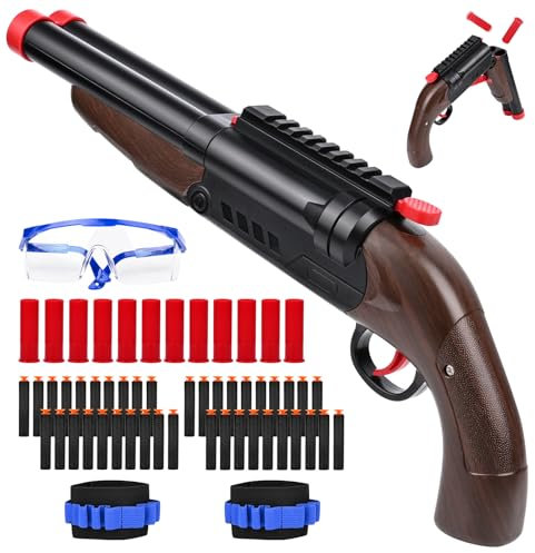 ZWOOS Double Barrel Soft Bullet Spielzeug Pistole mit Hülsenauswurf, Anti-Fog-Brille, Doppelshooting Spielzeug Schaumblaster, Pistole Kinder ab 8 Jahren, Geschenk für Kinder, Jugend