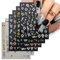 YPYMOD 6 Hojas Primavera Flor Mariposa Pegatinas Para Uñas Decoración Uñas Arte Nail Stickers Art Manicura Regalo Mujer Día San Valentín(Negro, Blanco, Dorado, Rosa)