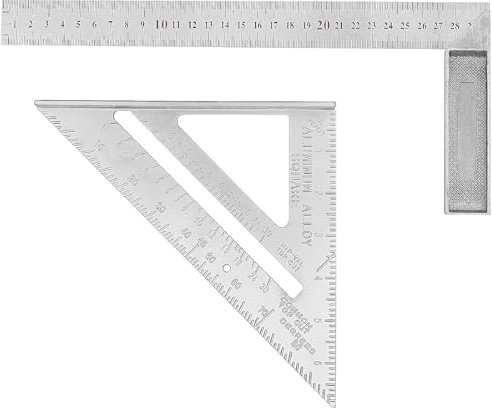 2 PCS Combination Square and Angle Ruler Set - Speed Square Tool for Accurate and Adjustable Woodworking Measurement