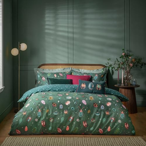 furn. Beetalis Duvet Cover Set – Reversible Iridescent Starry Night Beetle Easy Care Bedding (Multicolour – Double – 200x200cm)