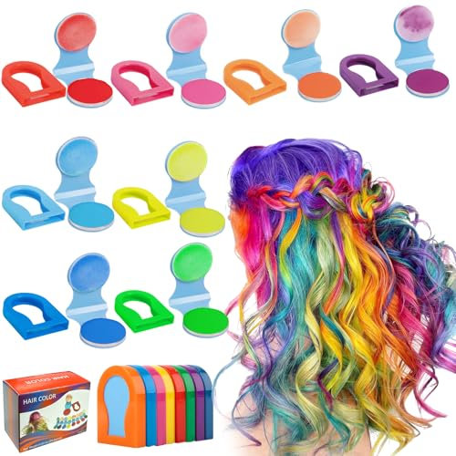 Tizas Lavables para el Cabello para Niños, 8 Piezas Tiza Temporal Lavable Set, Tiza Temporal para TeñIr el Cabello, Tizas para el Pelo, para año Nuevo,Fiesta de cumpleaños,Cosplay
