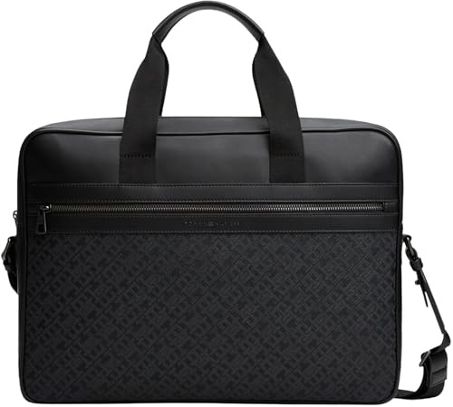 Tommy Hilfiger Sac pour Ordinateur Portable Homme Monogram Élégant, Noir (Black), Taille Unique