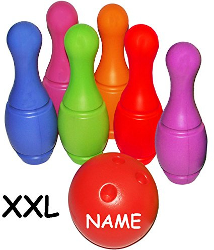 alles-meine.de GmbH 7 TLG. Set - großes XXL - Kegelspiel/Bowlingspiel Größe und Modell wählbar inkl. Name - XXL - 34 cm Kegel - 7 TLG. Set - aus Kunststoff/Plastik - für ..