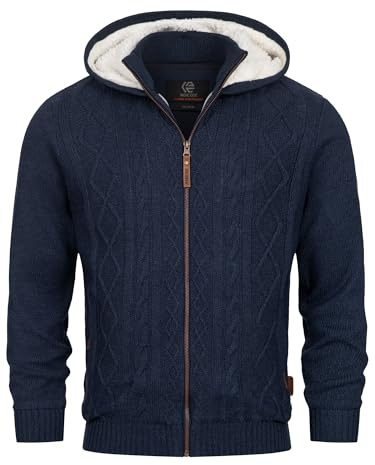 Indicode Herren INRandolph Strickjacke Cardigan mit Kapuze & Reißverschluss | Klassischer Cardigan für Business und Freizeit, Feinstrickjacke, Herrenjacke, Freizeitjacke, Strickoberteil für Männer