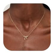 Irikdescia 18K Goldene Halskette Damen, Bow Anhänger Kette, Choker Halskette, Goldene Schmuck Kette Frauen, Anhänger Gold Necklace, Mädchen Schmuckstücke